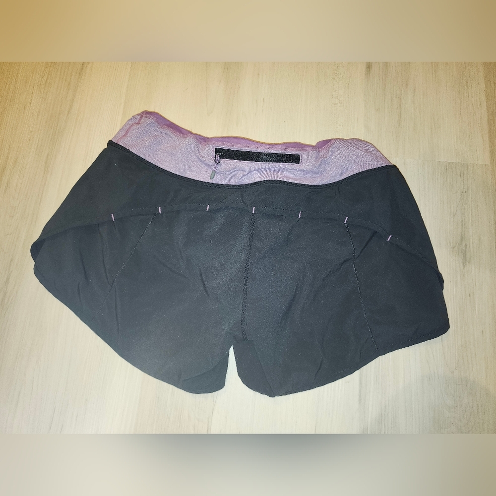Lululemon Athletica Black and Purple Athletic Shorts Moisture-Wicking Comfort - Picture 2 of 3